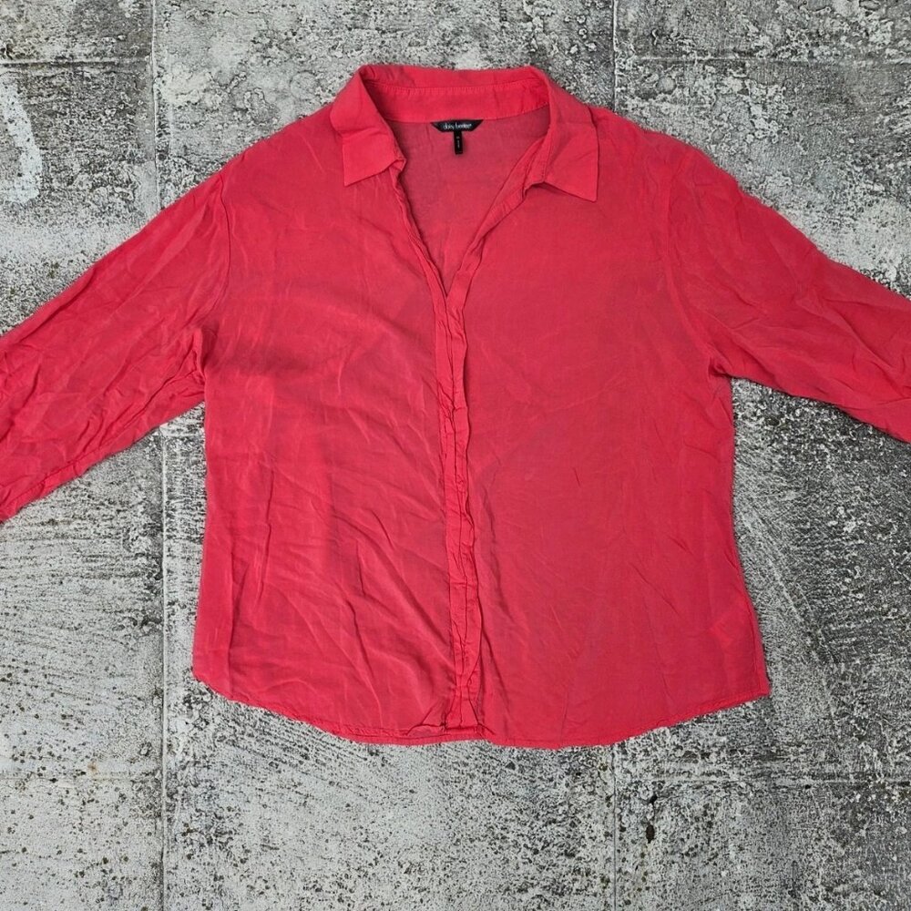 Daisy Fuentes Women Top Shirt Rose Pink Rayon Long Sleeve Blouse Size XL